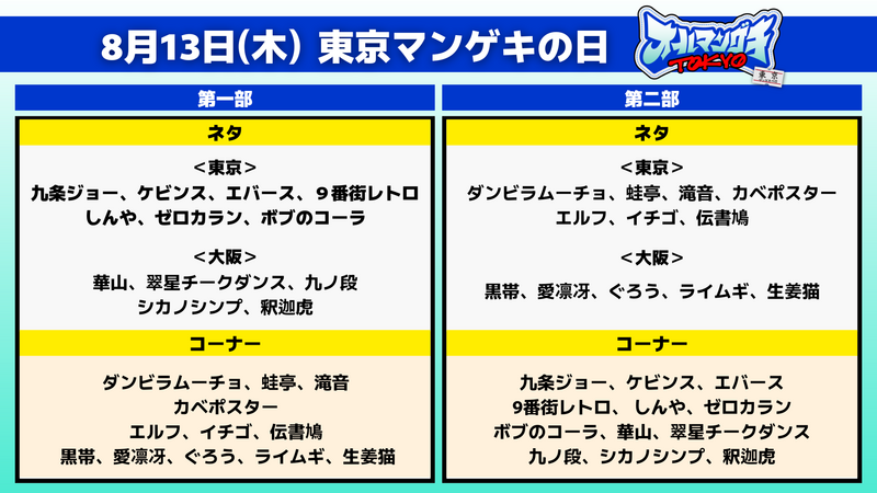 グッズ情報解禁！】8月13日(木)・14日(金)「オールマンゲキTOKYO